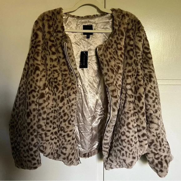 NWT Lane Bryant Leopard Print Faux Fur Jacket Coat Plus Size 22/24 - Picture 4 of 12